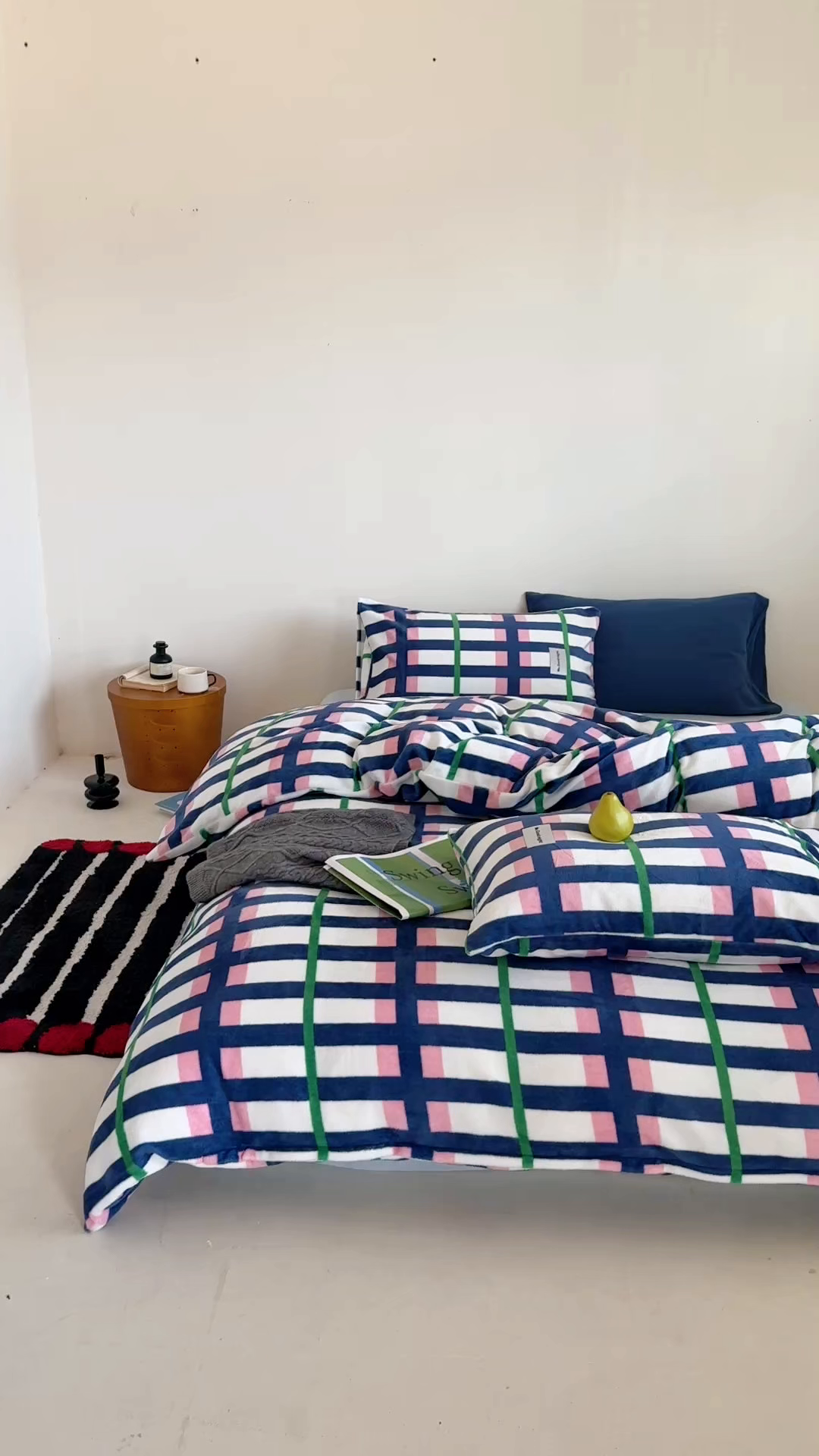 91家纺网 家纺一手货源 找家纺 蜜宿 2025新款全工艺加厚牛奶绒四件套-格纹款 盐系可露丽