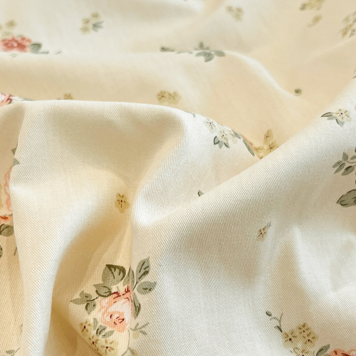 91家纺网 家纺一手货源 找家纺 花海 2025年秋冬色系 复古小碎花 韩式碎花小清新碎花全棉纯棉四件套40支13372 落日玫瑰 咖