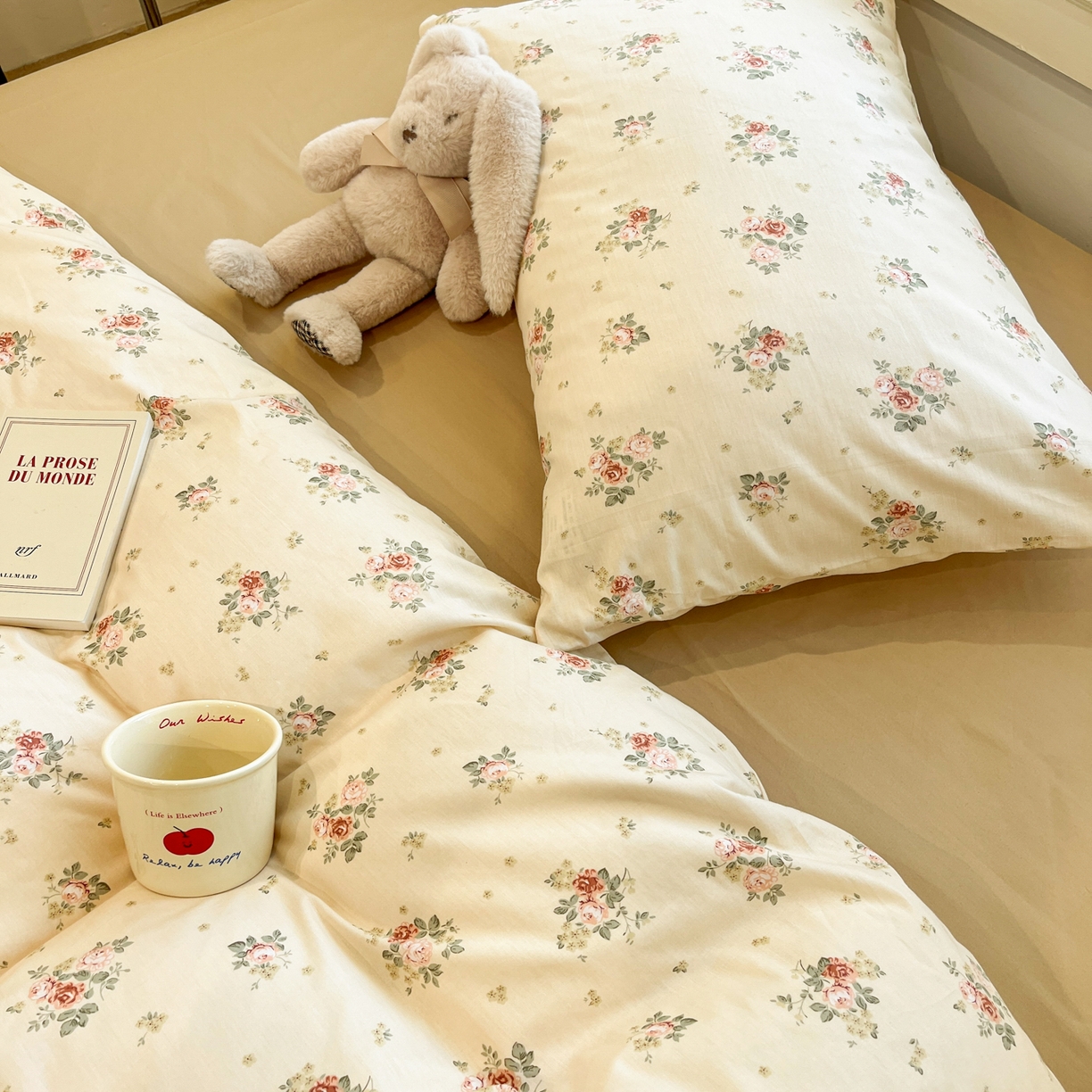 91家纺网 家纺一手货源 找家纺 花海 2025年秋冬色系 复古小碎花 韩式碎花小清新碎花全棉纯棉四件套40支13372 落日玫瑰 咖