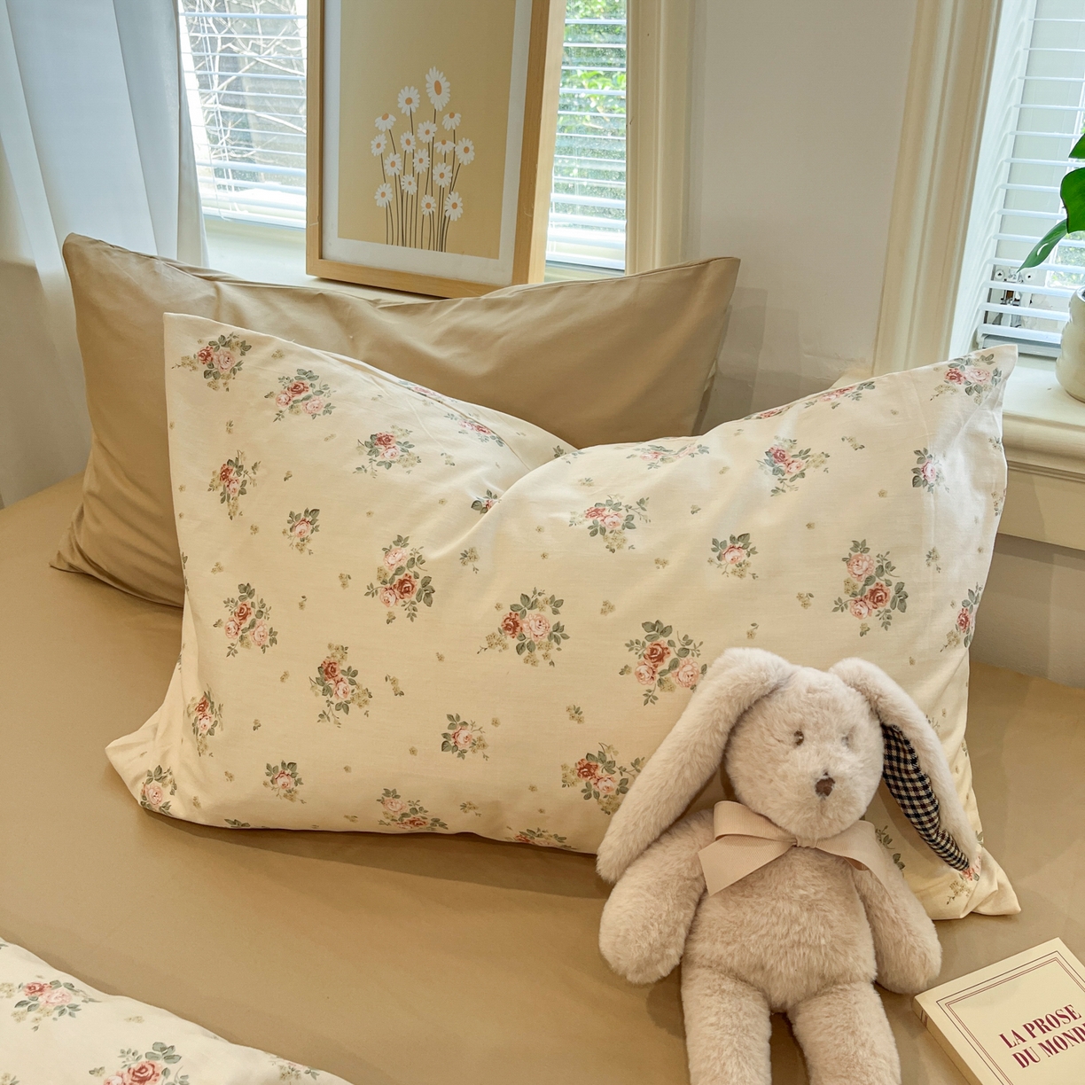 91家纺网 家纺一手货源 找家纺 花海 2025年秋冬色系 复古小碎花 韩式碎花小清新碎花全棉纯棉四件套40支13372 落日玫瑰 咖