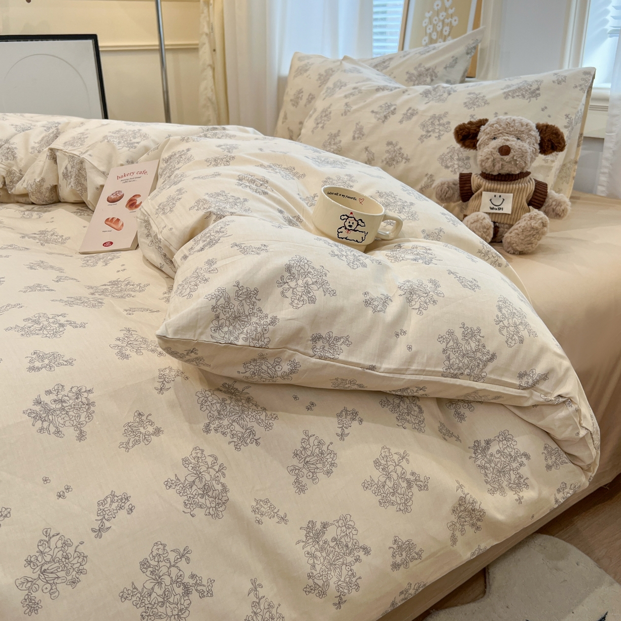 91家纺网 家纺一手货源 找家纺 花海 2025年秋冬色系 复古小碎花 韩式碎花小清新碎花全棉纯棉四件套40支13372 沐枫 咖