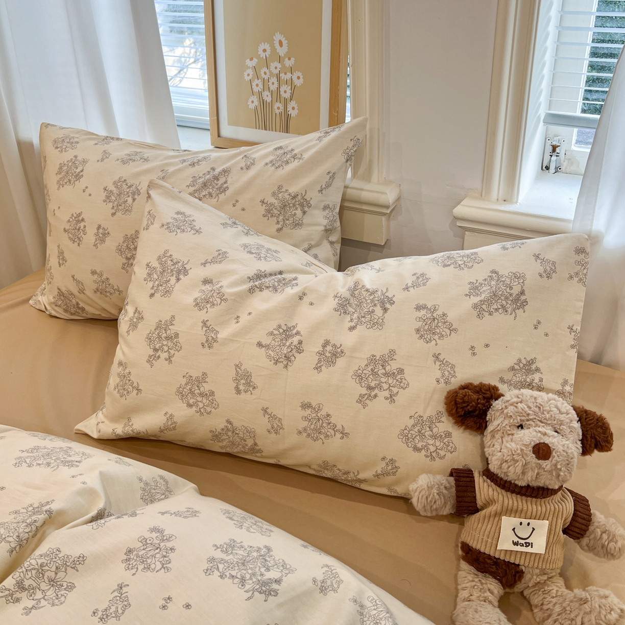 91家纺网 家纺一手货源 找家纺 花海 2025年秋冬色系 复古小碎花 韩式碎花小清新碎花全棉纯棉四件套40支13372 沐枫 咖