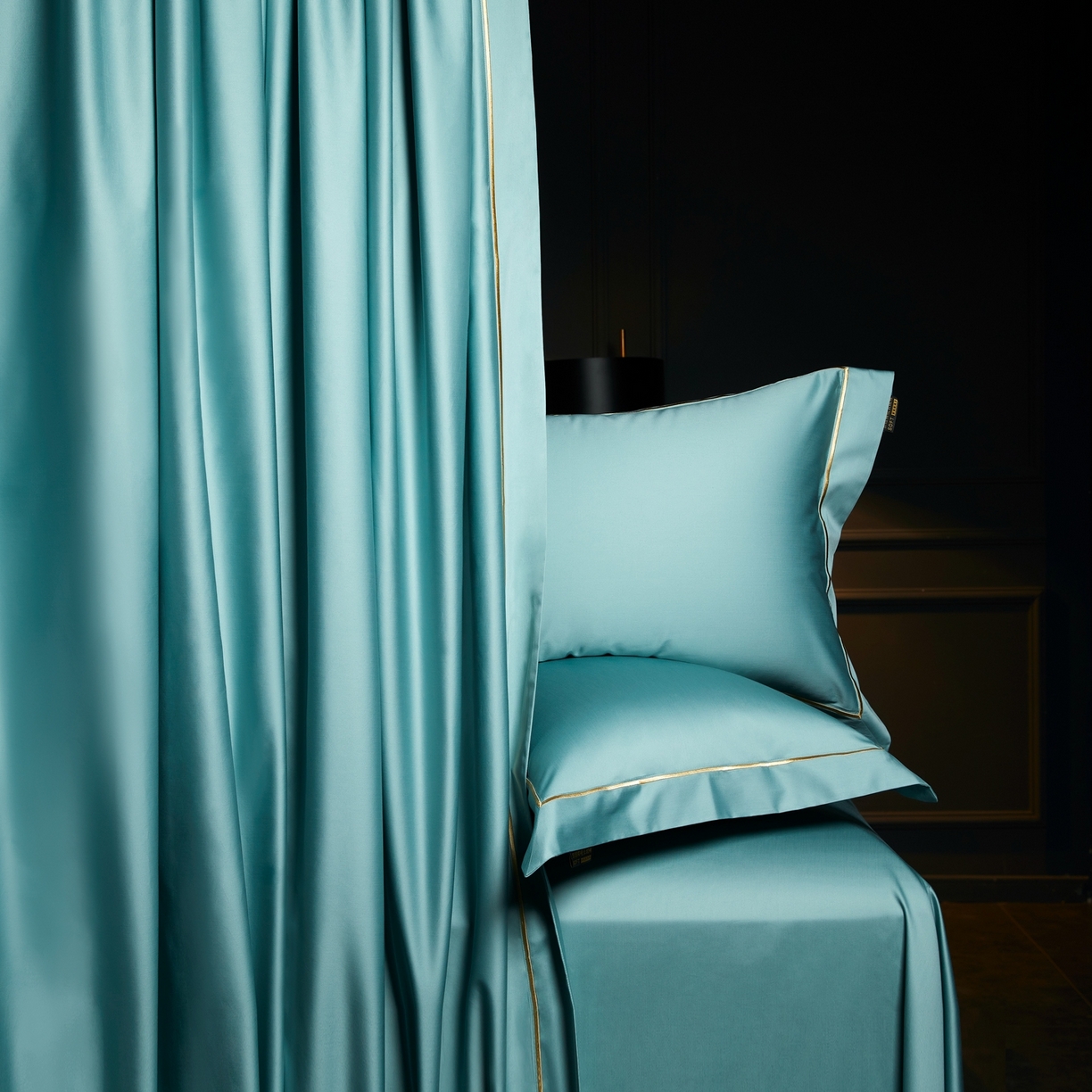 91家纺网 家纺一手货源 找家纺 米多多 2025新款CR天雪工艺100支长绒棉纯棉刺绣宽边四件套 薄荷绿