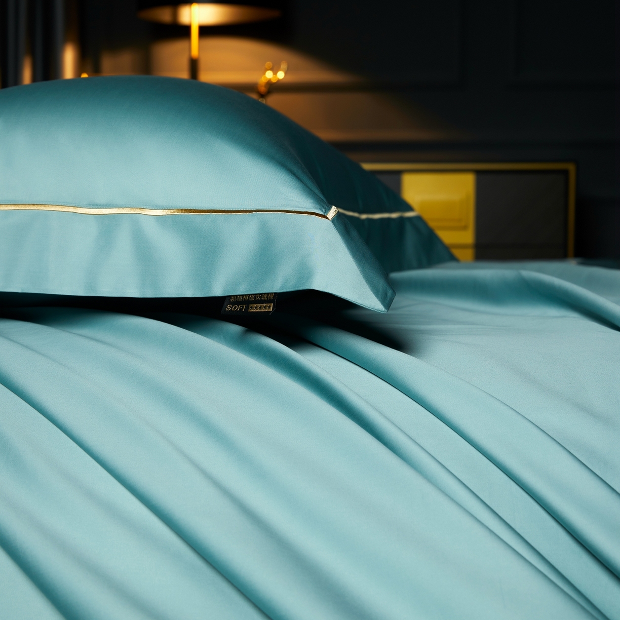 91家纺网 家纺一手货源 找家纺 米多多 2025新款CR天雪工艺100支长绒棉纯棉刺绣宽边四件套 薄荷绿