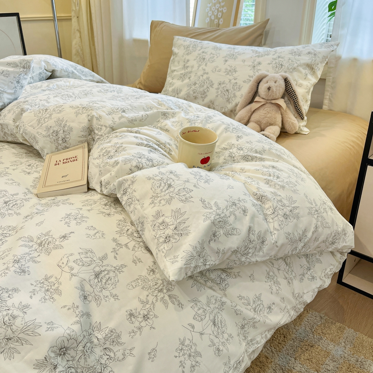 91家纺网 家纺一手货源 找家纺 花海 2025年秋冬色系 复古小碎花 韩式碎花小清新碎花全棉纯棉四件套40支13372 如梦 咖