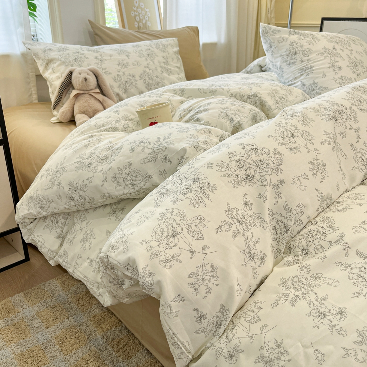 91家纺网 家纺一手货源 找家纺 花海 2025年秋冬色系 复古小碎花 韩式碎花小清新碎花全棉纯棉四件套40支13372 如梦 咖