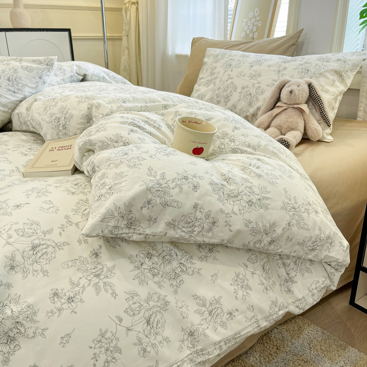 91家纺网 家纺一手货源 找家纺 花海 2025年秋冬色系 复古小碎花 韩式碎花小清新碎花全棉纯棉四件套40支13372 如梦 咖