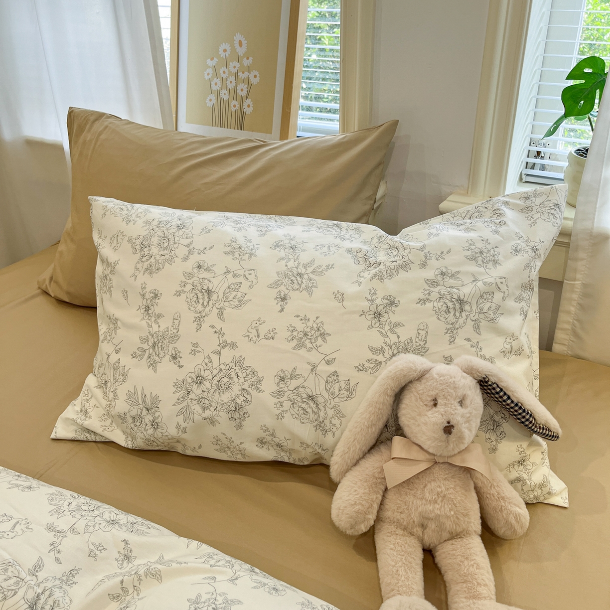 91家纺网 家纺一手货源 找家纺 花海 2025年秋冬色系 复古小碎花 韩式碎花小清新碎花全棉纯棉四件套40支13372 如梦 咖