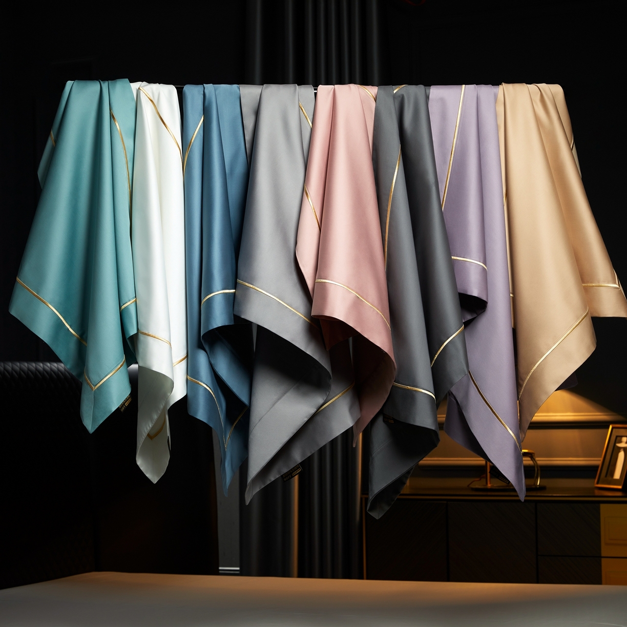 91家纺网 家纺一手货源 找家纺 米多多 2025新款CR天雪工艺100支长绒棉纯棉刺绣宽边四件套 组合图仅做展示不可下单