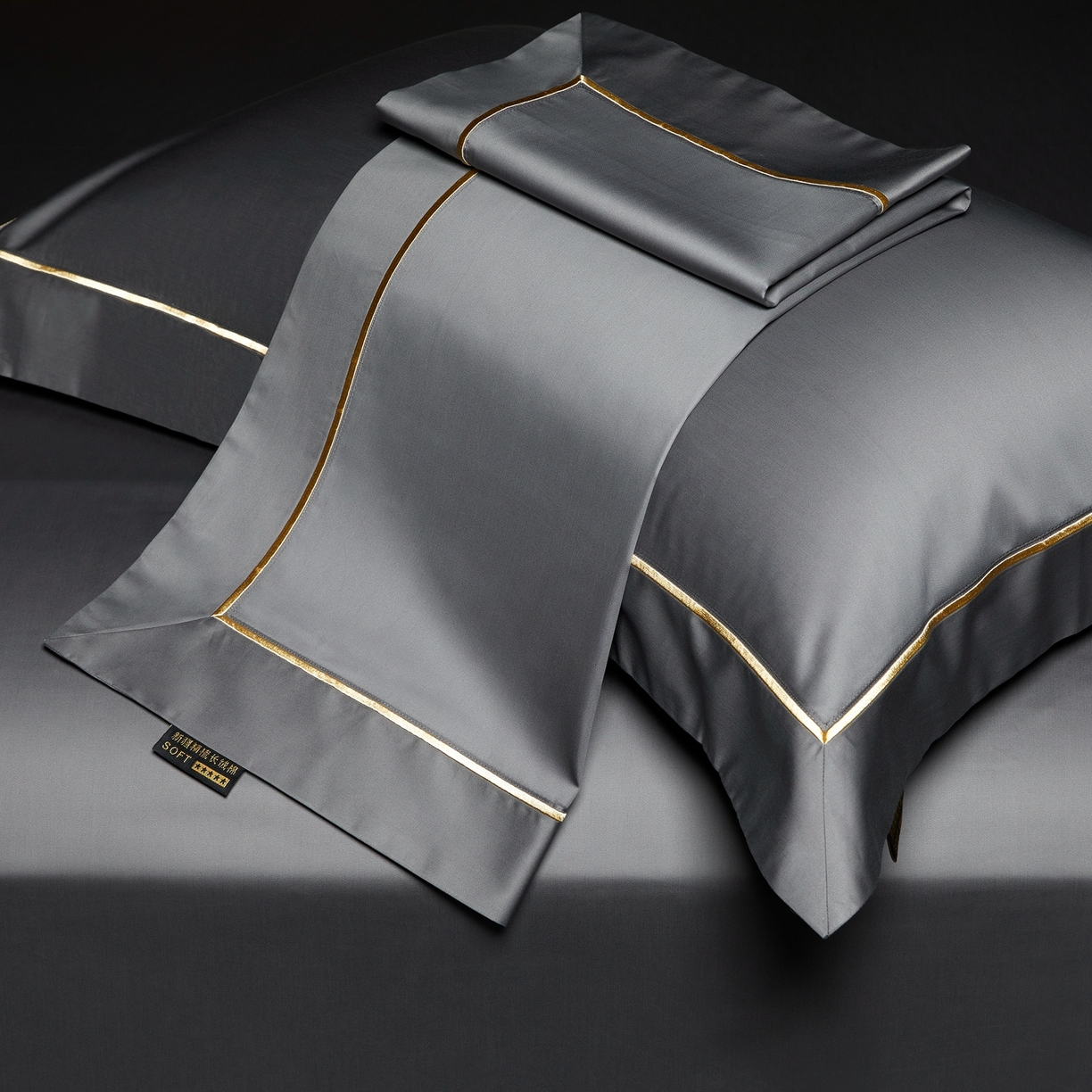 91家纺网 家纺一手货源 找家纺 米多多 2025新款CR天雪工艺100支长绒棉纯棉刺绣宽边四件套 布鲁灰