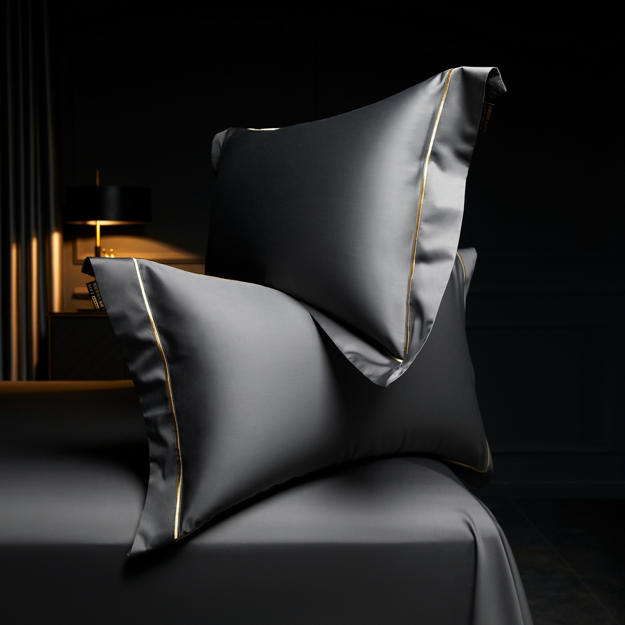 91家纺网 家纺一手货源 找家纺 米多多 2025新款CR天雪工艺100支长绒棉纯棉刺绣宽边四件套 布鲁灰