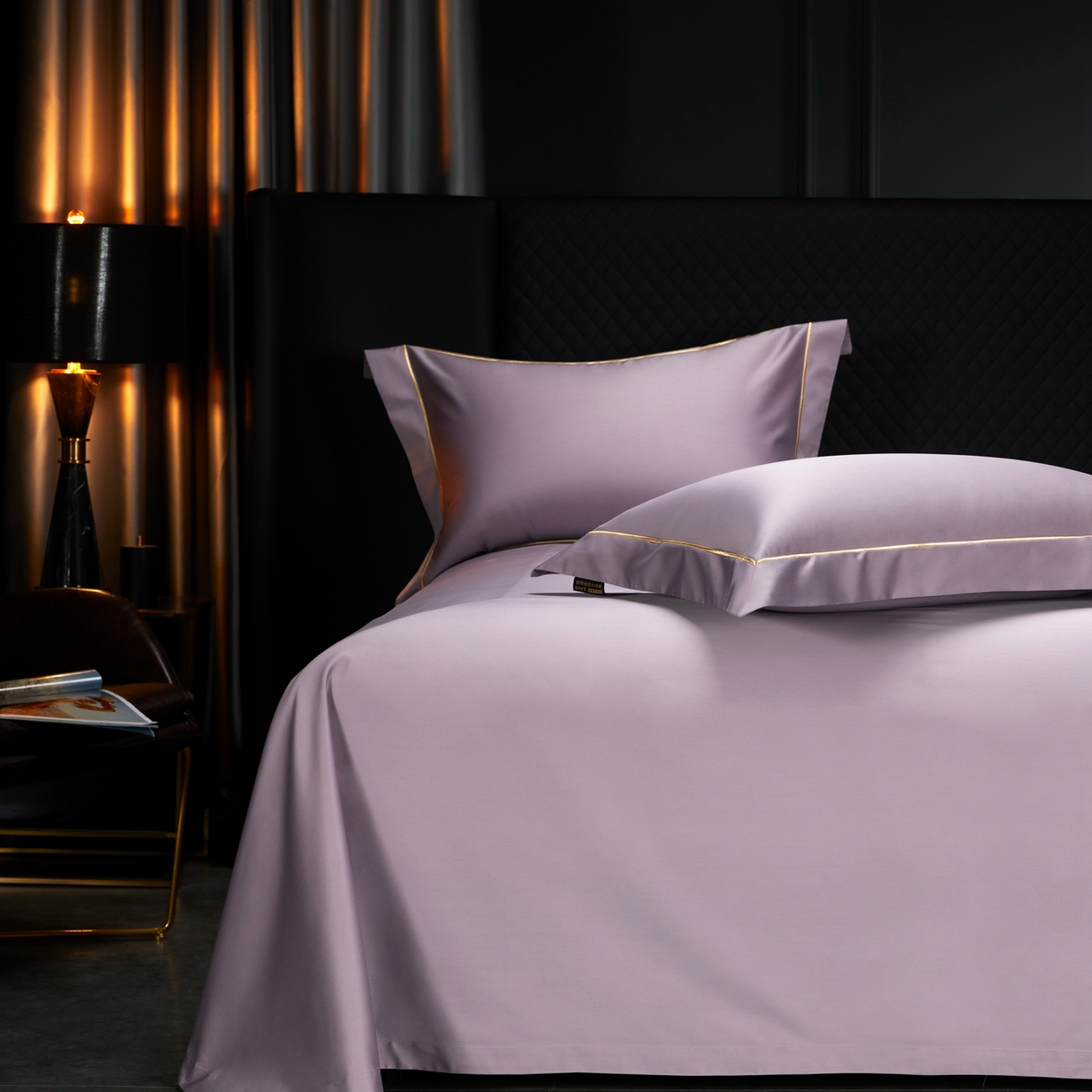 91家纺网 家纺一手货源 找家纺 米多多 2025新款CR天雪工艺100支长绒棉纯棉刺绣宽边四件套 灵境紫