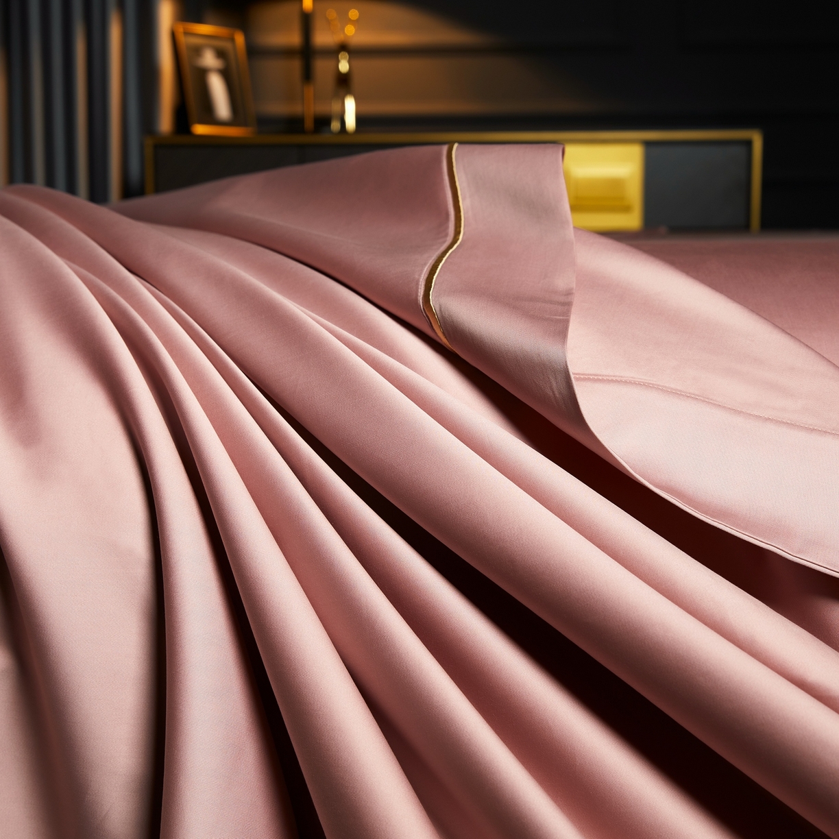 91家纺网 家纺一手货源 找家纺 米多多 2025新款CR天雪工艺100支长绒棉纯棉刺绣宽边四件套 气质粉