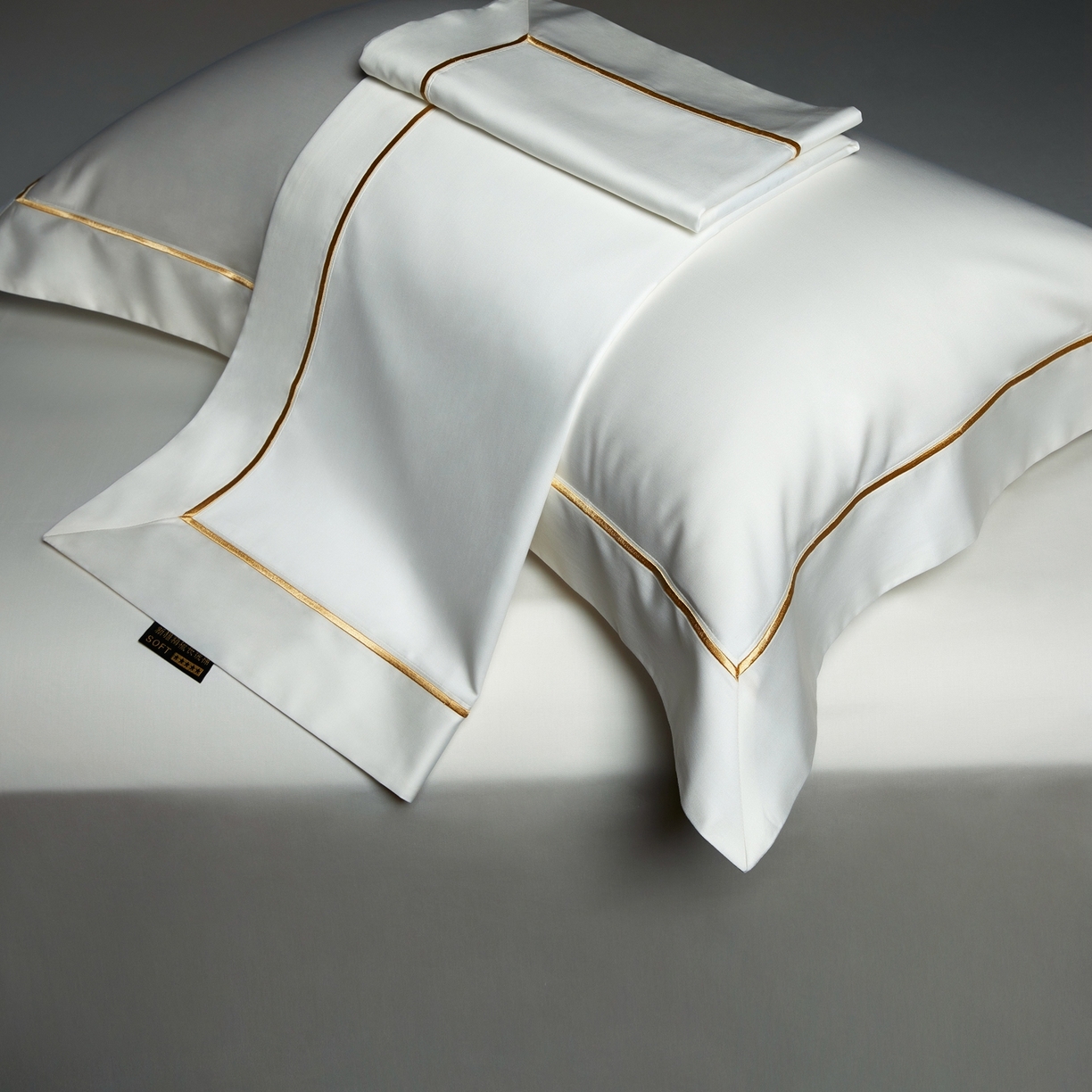 91家纺网 家纺一手货源 找家纺 米多多 2025新款CR天雪工艺100支长绒棉纯棉刺绣宽边四件套 意境白