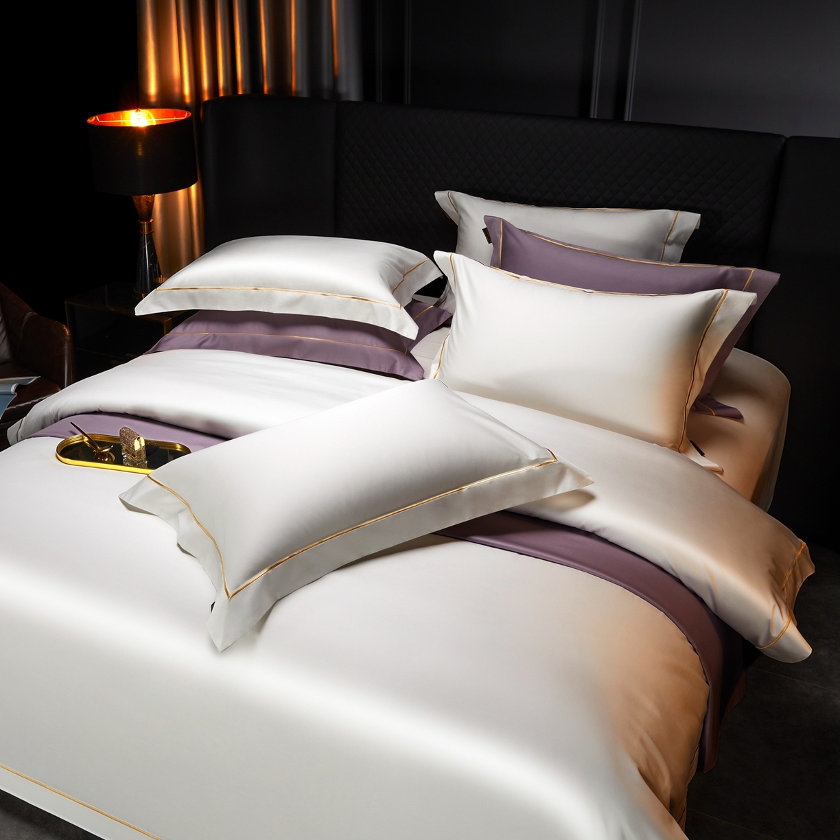 91家纺网 家纺一手货源 找家纺 米多多 2025新款CR天雪工艺100支长绒棉纯棉刺绣宽边四件套 意境白