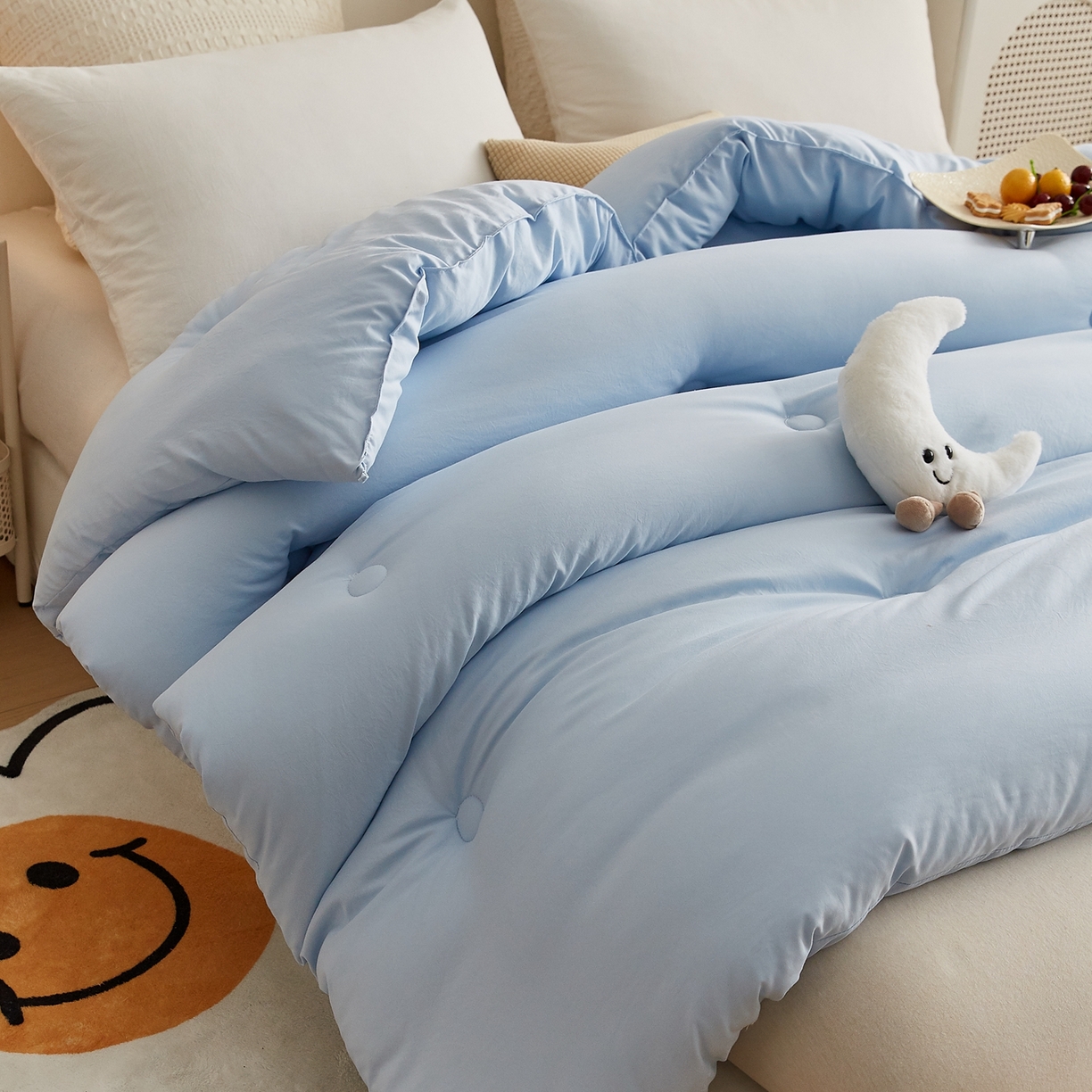 91家纺网 家纺一手货源 找家纺 品乐家纺 2025新款A类云朵棉熊猫宝贝冬被被子被芯 熊猫宝贝-浅蓝