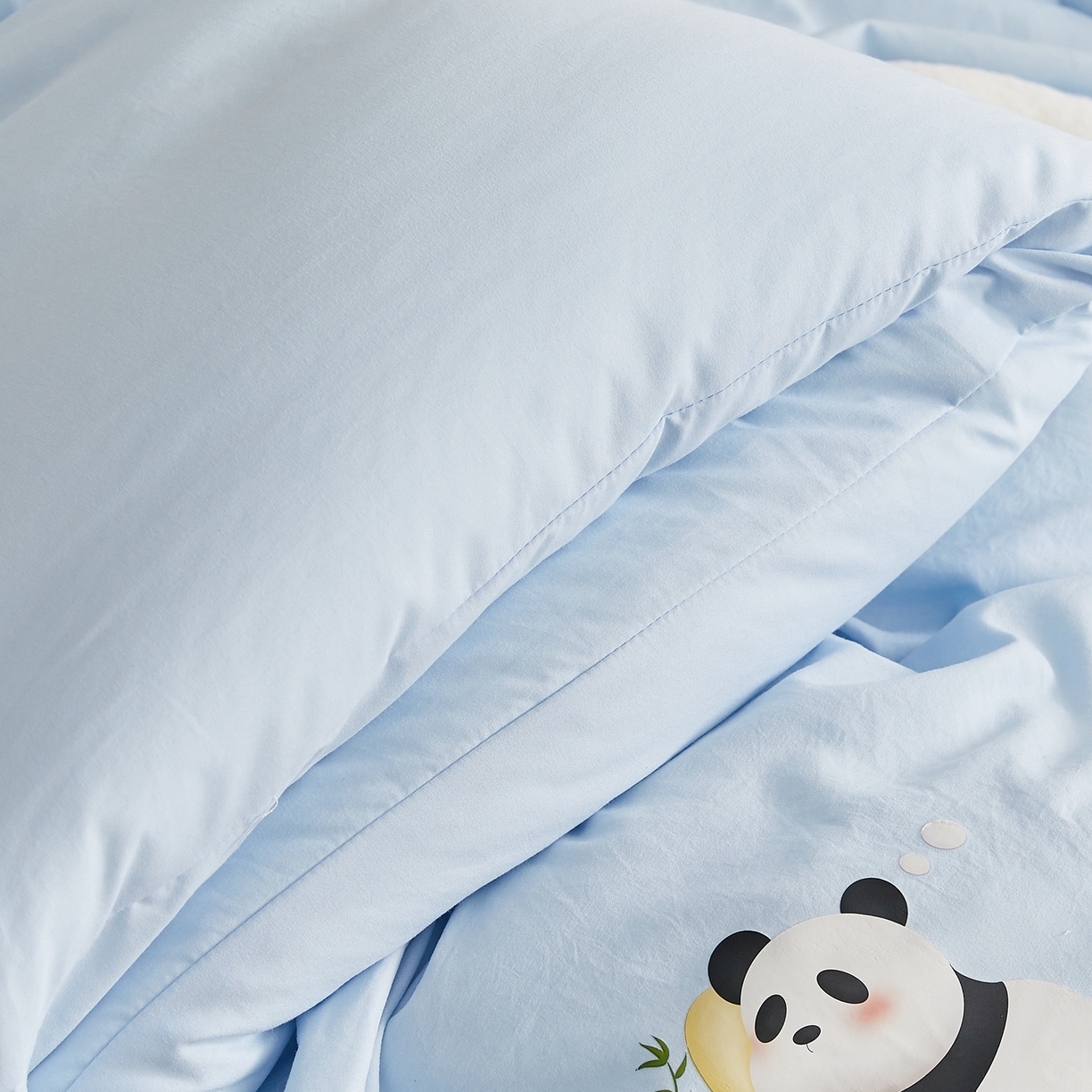 91家纺网 家纺一手货源 找家纺 品乐家纺 2025新款A类云朵棉熊猫宝贝冬被被子被芯 熊猫宝贝-浅蓝