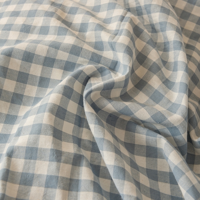 91家纺网 家纺一手货源 找家纺 雯雨家纺 全棉纯棉加牛奶绒宝宝绒一面棉一面绒四件套 棉绒-蓝小格