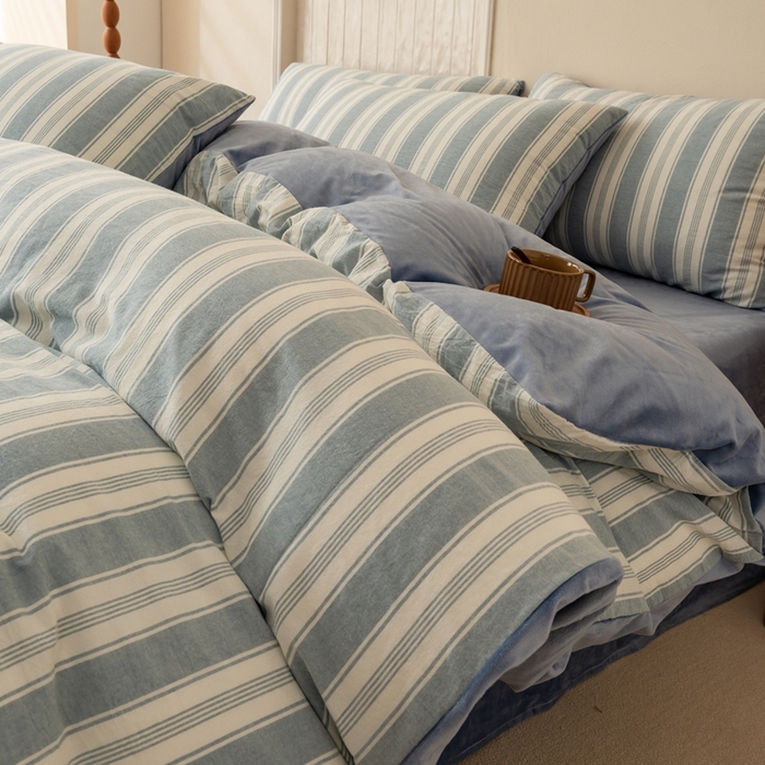 91家纺网 家纺一手货源 找家纺 雯雨家纺 全棉纯棉加牛奶绒宝宝绒一面棉一面绒四件套 棉绒-布莱格