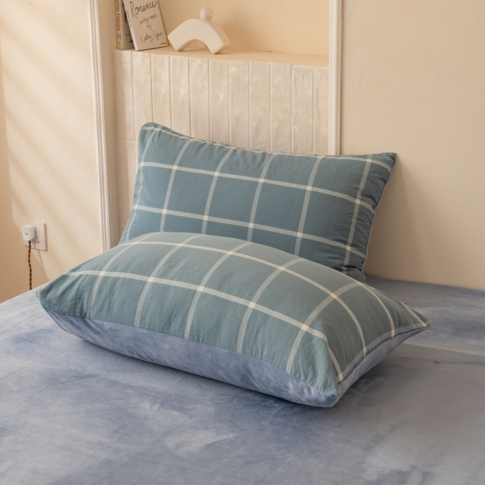 91家纺网 家纺一手货源 找家纺 雯雨家纺 全棉纯棉加牛奶绒宝宝绒一面棉一面绒四件套 棉绒-海蓝格