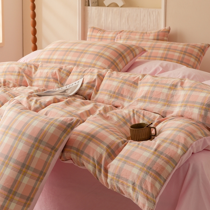 91家纺网 家纺一手货源 找家纺 雯雨家纺 全棉纯棉加牛奶绒宝宝绒一面棉一面绒四件套 棉绒-简稀粉