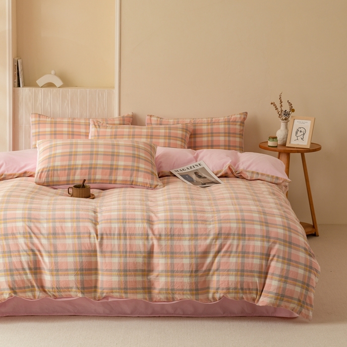 91家纺网 家纺一手货源 找家纺 雯雨家纺 全棉纯棉加牛奶绒宝宝绒一面棉一面绒四件套 棉绒-简稀粉