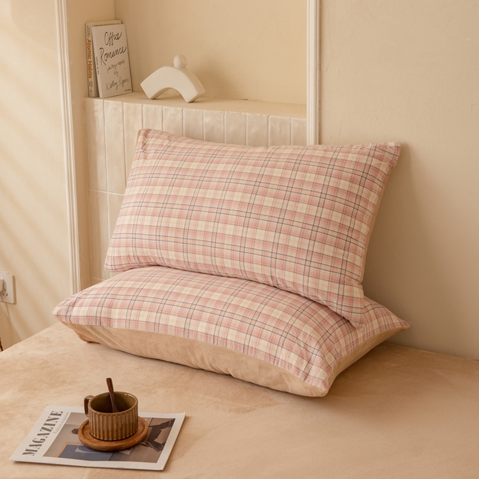 91家纺网 家纺一手货源 找家纺 雯雨家纺 全棉纯棉加牛奶绒宝宝绒一面棉一面绒四件套 棉绒-凯利咖