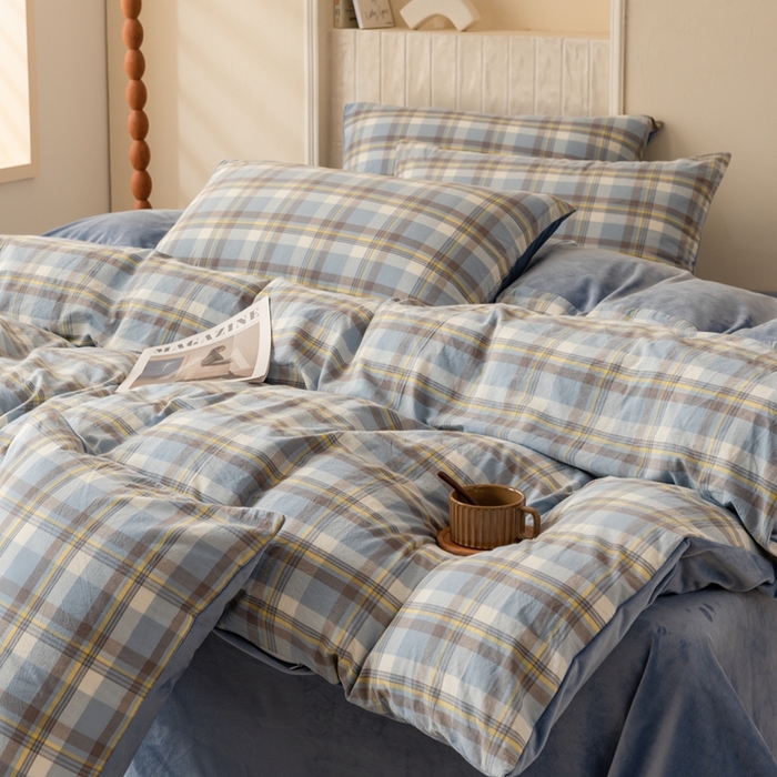 91家纺网 家纺一手货源 找家纺 雯雨家纺 全棉纯棉加牛奶绒宝宝绒一面棉一面绒四件套 棉绒-莫尼兰