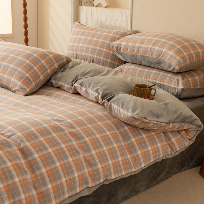 91家纺网 家纺一手货源 找家纺 雯雨家纺 全棉纯棉加牛奶绒宝宝绒一面棉一面绒四件套 棉绒-诺卡