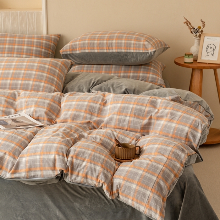 91家纺网 家纺一手货源 找家纺 雯雨家纺 全棉纯棉加牛奶绒宝宝绒一面棉一面绒四件套 棉绒-诺卡