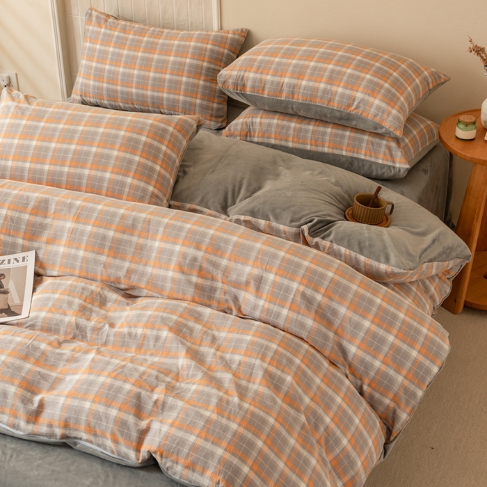 91家纺网 家纺一手货源 找家纺 雯雨家纺 全棉纯棉加牛奶绒宝宝绒一面棉一面绒四件套 棉绒-诺卡