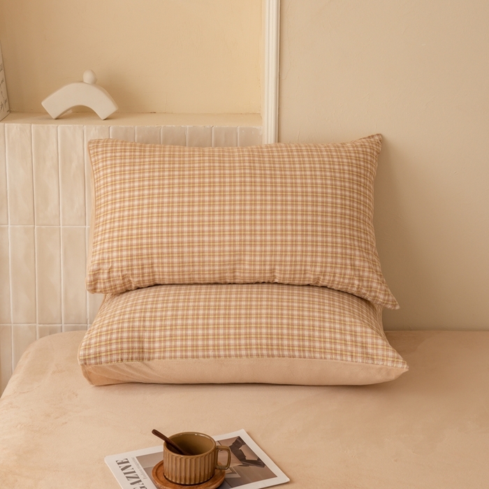 91家纺网 家纺一手货源 找家纺 雯雨家纺 全棉纯棉加牛奶绒宝宝绒一面棉一面绒四件套 棉绒-西蒙咖