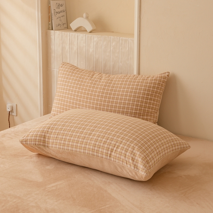 91家纺网 家纺一手货源 找家纺 雯雨家纺 全棉纯棉加牛奶绒宝宝绒一面棉一面绒四件套 棉绒-西蒙咖