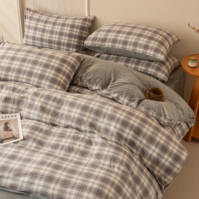 91家纺网 家纺一手货源 找家纺 雯雨家纺 全棉纯棉加牛奶绒宝宝绒一面棉一面绒四件套 棉绒-轩尼诗