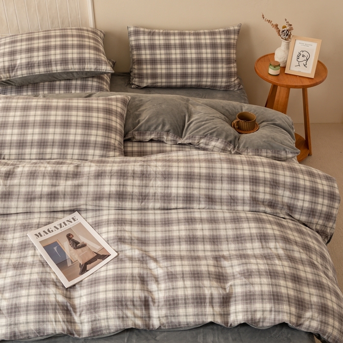 91家纺网 家纺一手货源 找家纺 雯雨家纺 全棉纯棉加牛奶绒宝宝绒一面棉一面绒四件套 棉绒-轩尼诗