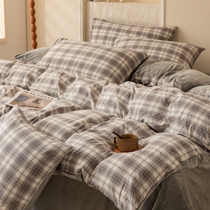 91家纺网 家纺一手货源 找家纺 雯雨家纺 全棉纯棉加牛奶绒宝宝绒一面棉一面绒四件套 棉绒-轩尼诗