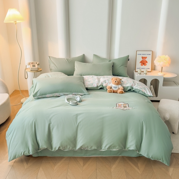 91家纺网 家纺一手货源 找家纺 泰迪爱兰Teddy ISLAND 2025新款40支全棉印花刺绣四件套 烟雨花间