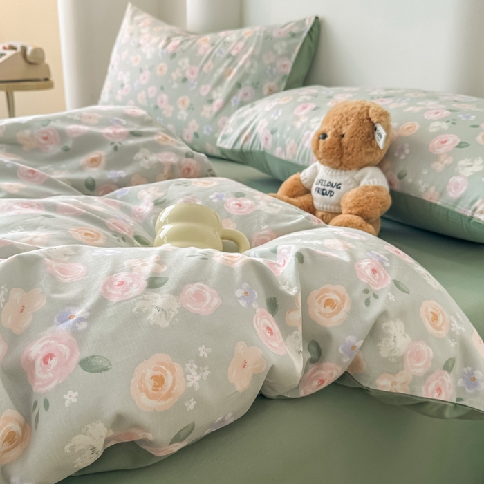 91家纺网 家纺一手货源 找家纺 泰迪爱兰Teddy ISLAND 2025新款40支全棉印花刺绣四件套 烟雨花间