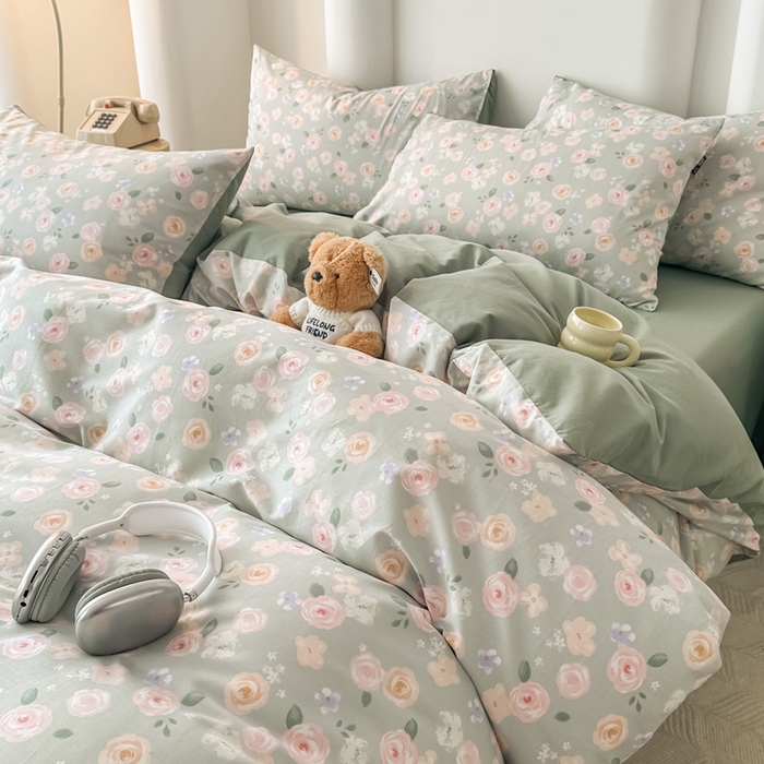 91家纺网 家纺一手货源 找家纺 泰迪爱兰Teddy ISLAND 2025新款40支全棉印花刺绣四件套 烟雨花间