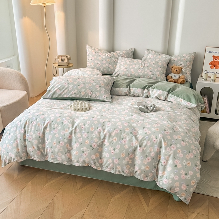 91家纺网 家纺一手货源 找家纺 泰迪爱兰Teddy ISLAND 2025新款40支全棉印花刺绣四件套 烟雨花间