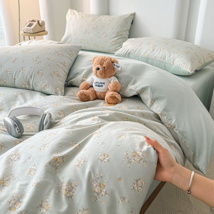 91家纺网 家纺一手货源 找家纺 泰迪爱兰Teddy ISLAND 2025新款40支全棉印花刺绣四件套 印记时光