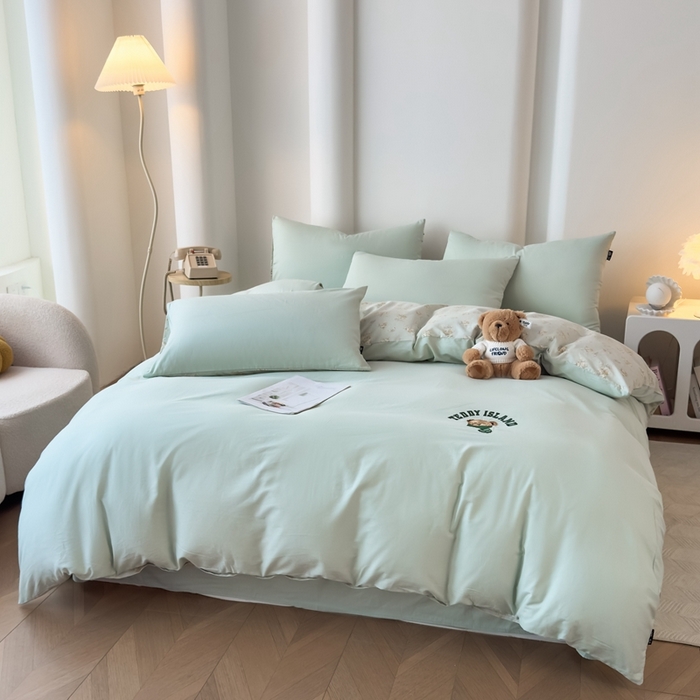 91家纺网 家纺一手货源 找家纺 泰迪爱兰Teddy ISLAND 2025新款40支全棉印花刺绣四件套 印记时光