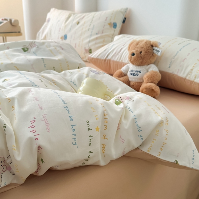 91家纺网 家纺一手货源 找家纺 泰迪爱兰Teddy ISLAND 2025新款40支全棉印花刺绣四件套 童年诗篇