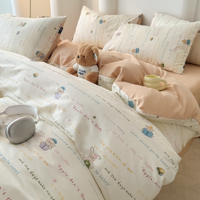 91家纺网 家纺一手货源 找家纺 泰迪爱兰Teddy ISLAND 2025新款40支全棉印花刺绣四件套 童年诗篇