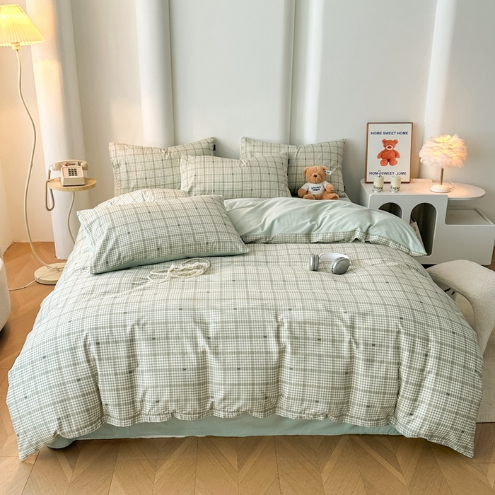 91家纺网 家纺一手货源 找家纺 泰迪爱兰Teddy ISLAND 2025新款40支全棉印花刺绣四件套 挽夏-绿