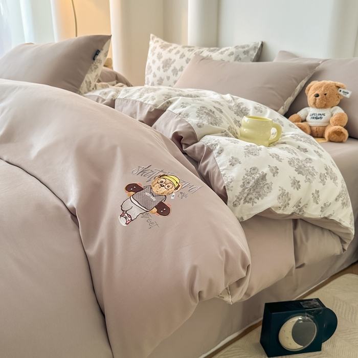 泰迪爱兰Teddy ISLAND 2025新款40支全棉印花刺绣四件套 迪莉娅