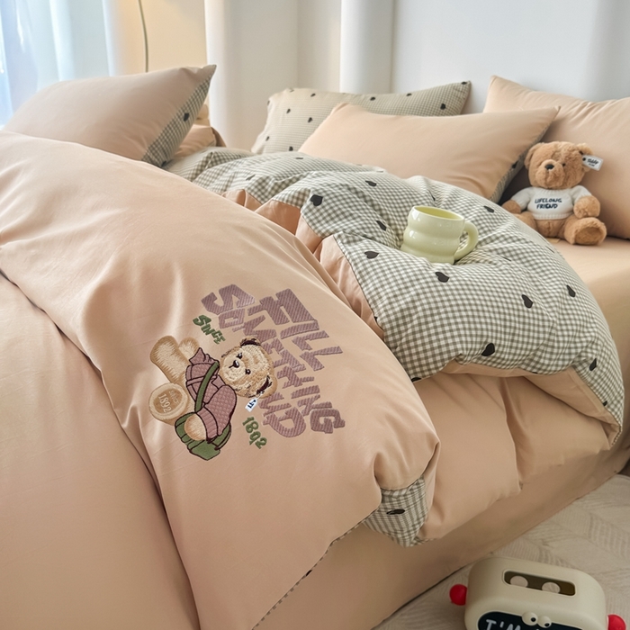 泰迪爱兰Teddy ISLAND 2025新款40支全棉印花刺绣四件套 守护甜心