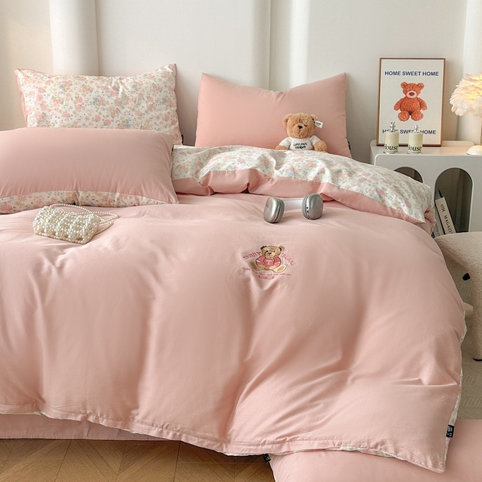 91家纺网 家纺一手货源 找家纺 泰迪爱兰Teddy ISLAND 2025新款40支全棉印花刺绣四件套 素然-米