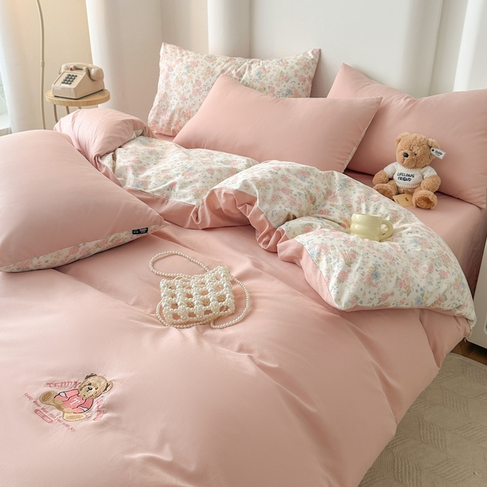 91家纺网 家纺一手货源 找家纺 泰迪爱兰Teddy ISLAND 2025新款40支全棉印花刺绣四件套 素然-米