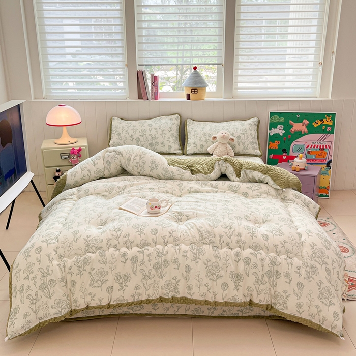 91家纺网 家纺一手货源 找家纺 （总）贝扬思家纺 2025新款云感双层纱ins少女心可爱系加厚豆豆被床盖暖梦系列（小红书推荐）